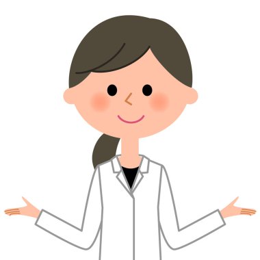 The female of the white coat,Both hands are opened clipart
