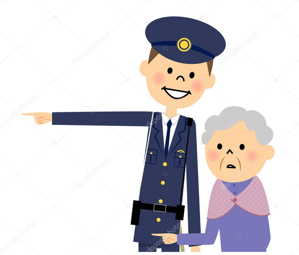 Policeman and elderly woman