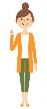 Genç kadın, anne, parmak işaret