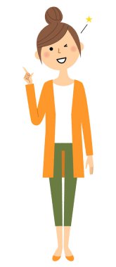 Genç kadın, anne, parmak işaret