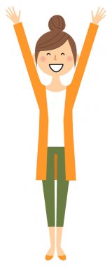 Genç kadın, anne, iki elini pes