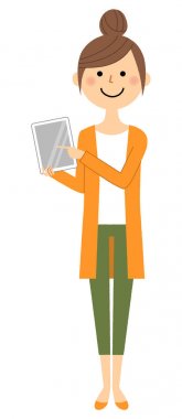 Genç kadın, anne, Tablet