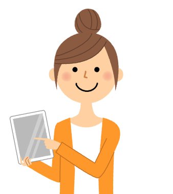 Genç kadın, anne, Tablet