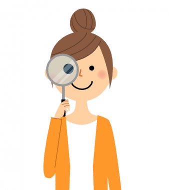 Genç kadın, anne, Büyüteç camı