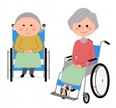Tekerlekli sandalyede oturan yaşlı kadınlar