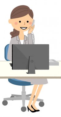 İş kadını, telefon ve kişisel bilgisayar