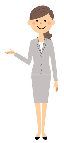 Zakenvrouw, vrouw dragen een pak, beschrijving — Stockvector