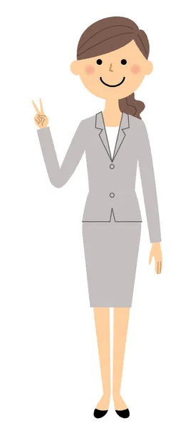 Businesswoman,V sign — Stock Vector