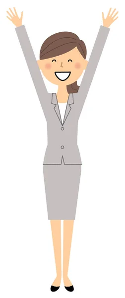 Geschäftsfrau, Frau im Anzug, jubelt — Stockvektor