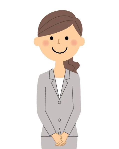 Mujer de negocios, Mujer con traje, Saludo — Vector de stock