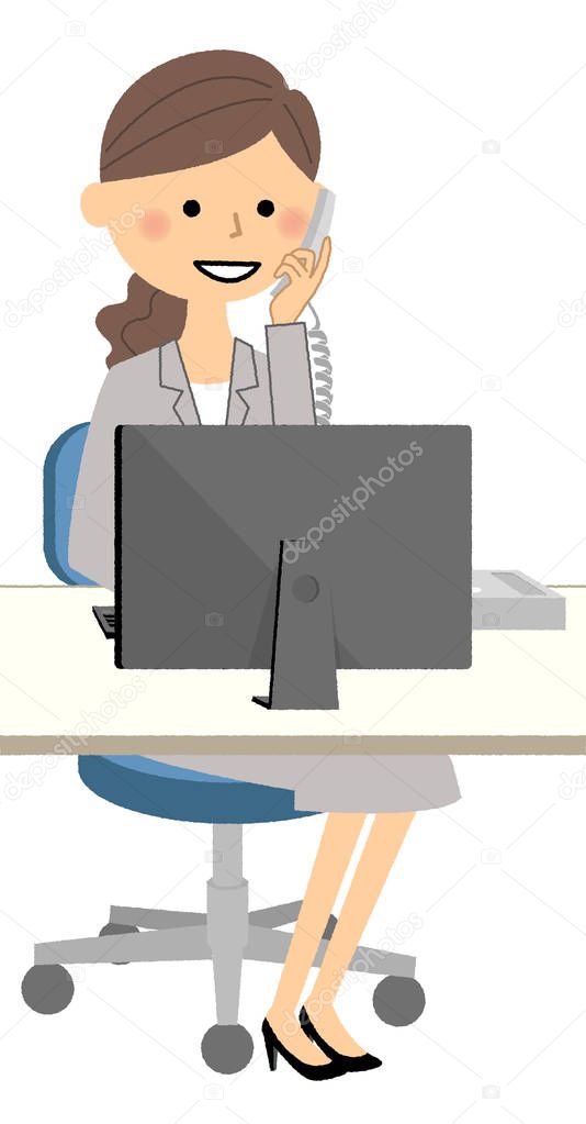 Businesswoman,Telephone and personal computer