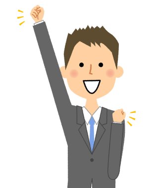 İşadamı, zafer pozu