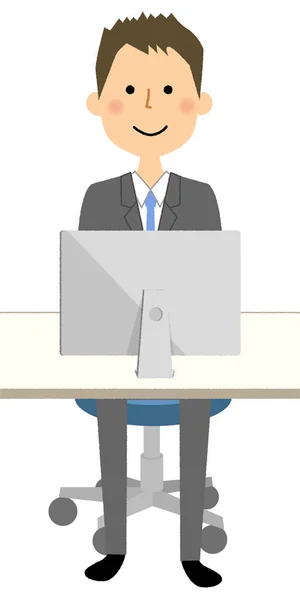 Uomo d'affari, PC, Personal computer — Vettoriale Stock