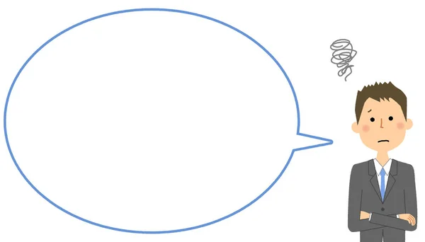 Empresário com bolha de texto em branco, Balão — Vetor de Stock