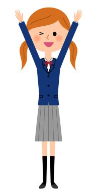 Ellerini yükselterek okul kız