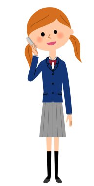 Bir akıllı telefonda konuşan okul kız