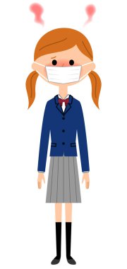 Ateşi olan kadın lise öğrencisi