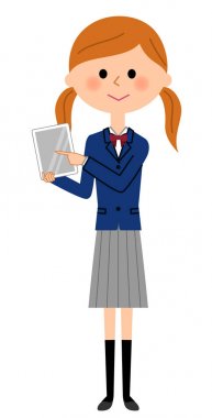 Tabletleri ile okul kız