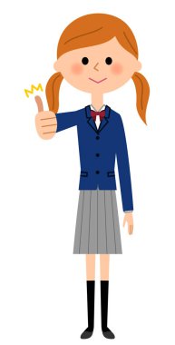 Bir başparmak koyar liseli kız