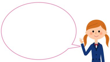 Liseli kız boş metin balon, balon