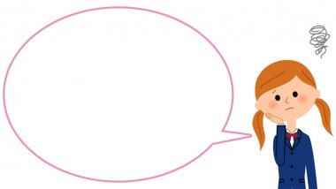 Liseli kız boş metin balon, balon