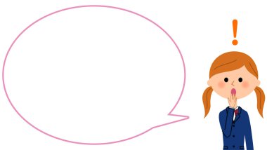 Liseli kız boş metin balon, balon