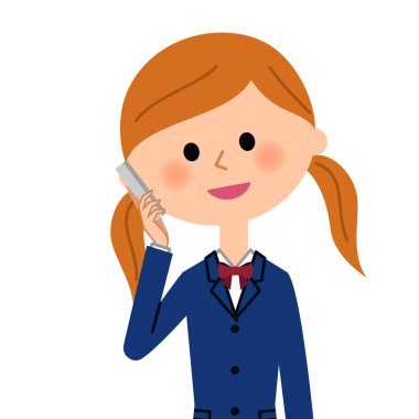 Bir akıllı telefonda konuşan okul kız