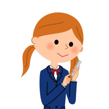 Bir akıllı telefon çalışır okul kız