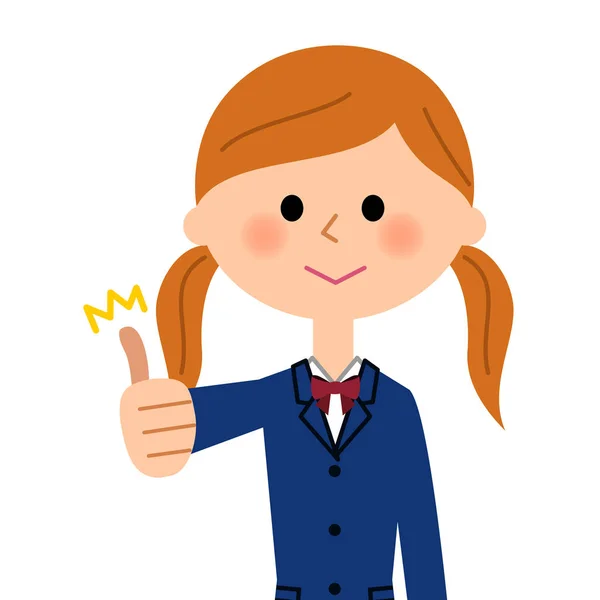 The high school girl who puts up a thumb — Stock Vector
