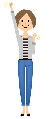 Genç kadın, anne, zafer Duraklat