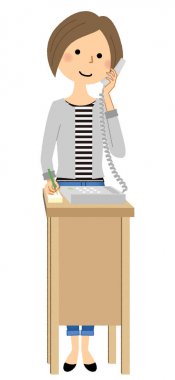 Genç kadın, anne, telefon