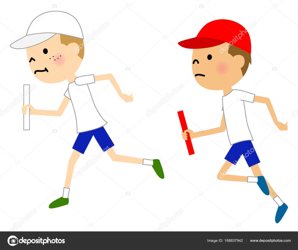 Bambino che corre nella staffetta — Vettoriale Stock
