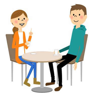 Erkek ve kadın café'de rahatlamak için