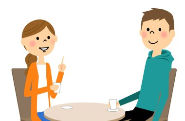 Erkek ve kadın café'de rahatlamak için