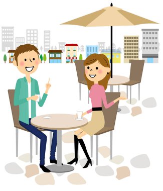 Erkek ve kadın café'de rahatlamak için