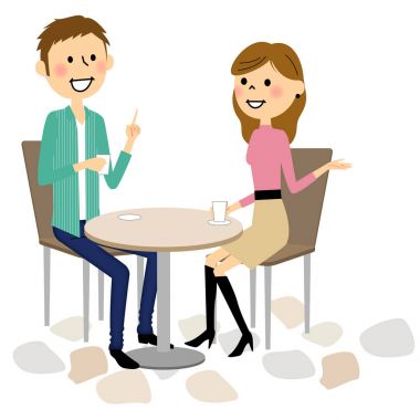 Erkek ve kadın café'de rahatlamak için