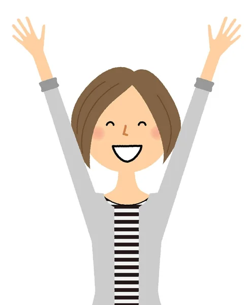 Young woman,mama,Give both hands up — Stock Vector