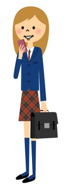 Bir akıllı telefon çalışır okul kız