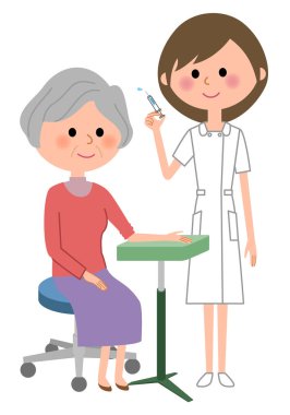 Hemşireler ve yaşlı, enjeksiyon