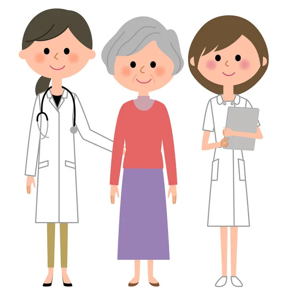 Doctor, nurse and patient — Stock Vector