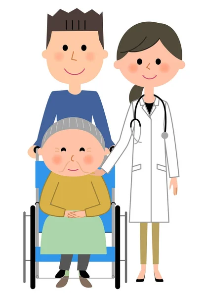 Doctors and wheelchair patients — Stock Vector