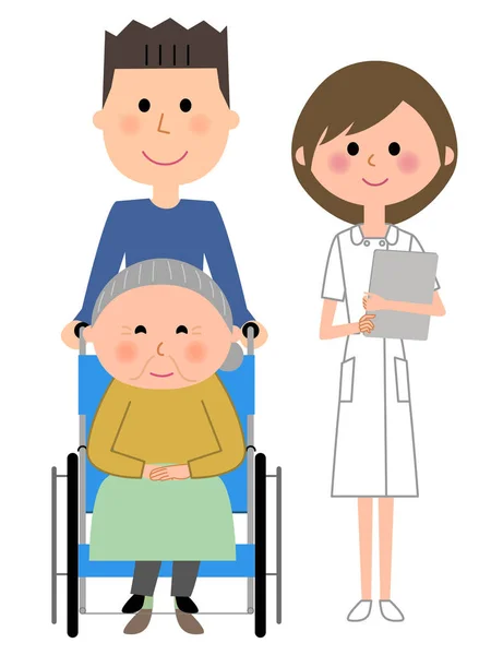 Медсестри та пацієнти з інвалідними візками — стоковий вектор