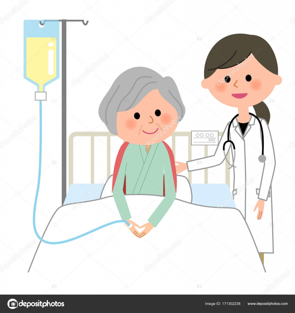 The female of the white coat,Hospitalized patient - Stock Vector. 