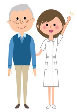 Hemşire, hasta, zafer pozu