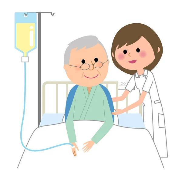 Nurse,Hospitalized patient — Stock Vector