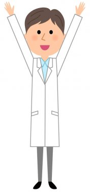 Beyaz erkek ceket, alkış / her iki el kaldırsın beyaz palto giyen bir adam bir örnektir.