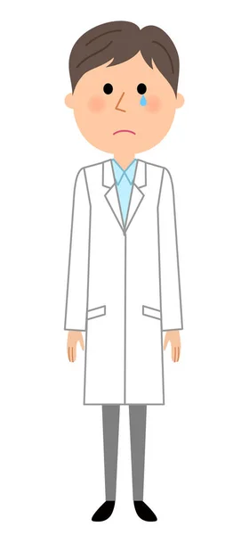 Male White Coat Cry Illustration Man Wearing Crying White Coat — Stock Vector