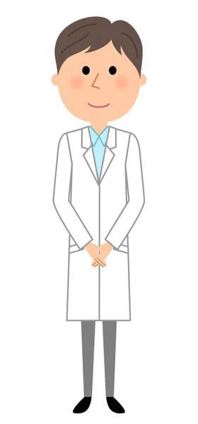 Male White Coat Illustration Man Wearing White Suit — Stock Vector