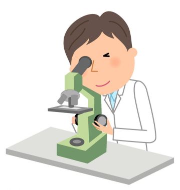 Beyaz önlük, mikroskop/mikroskopla kontrol için beyaz bir ceket giyen bir adam resmi erkek.