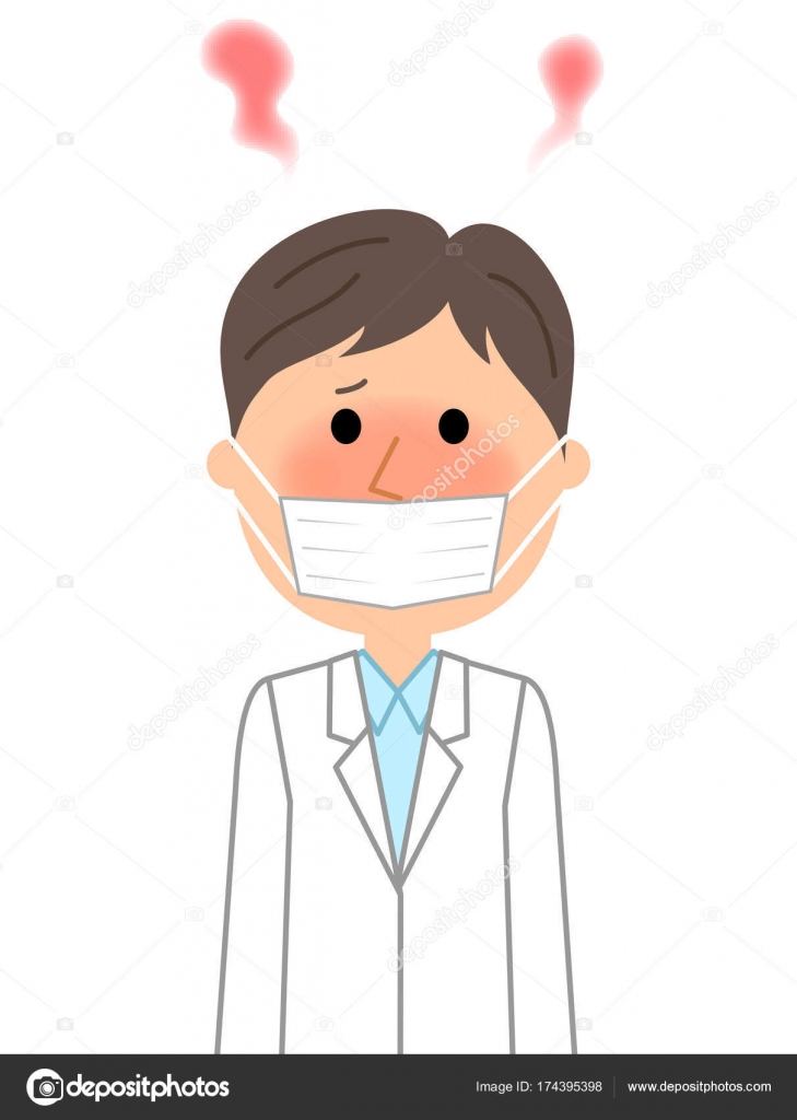 Male White Coat Fever Illustration Male Wearing Fevery White Coat Stock